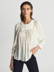 Reiss White Marcia Ladder Interest Blouse - Image 1 of 5