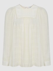 Reiss White Marcia Ladder Interest Blouse - Image 2 of 5