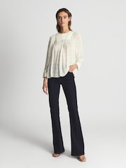 Reiss White Marcia Ladder Interest Blouse - Image 3 of 5