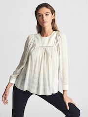 Reiss White Marcia Ladder Interest Blouse - Image 4 of 5