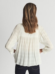 Reiss White Marcia Ladder Interest Blouse - Image 5 of 5