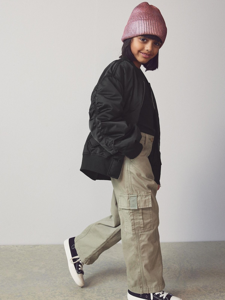 Black Satin Bomber Jacket (2-16yrs) - Image 1 of 8