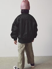 Black Satin Bomber Jacket (2-16yrs) - Image 4 of 8