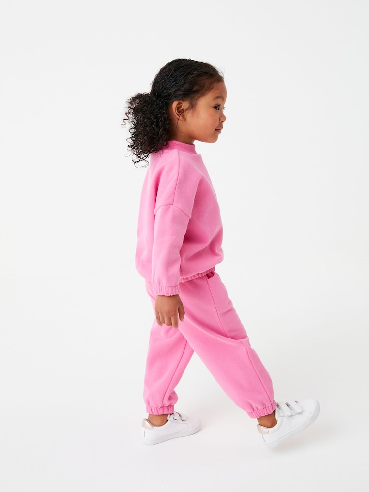 Bright Pink Sweat Top and Jogger Set (3mths-7yrs) - Image 1 of 7