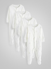 Delicate White Animal 4 Pack Baby Printed Long Sleeve Sleepsuits (0-2yrs) - Image 1 of 13