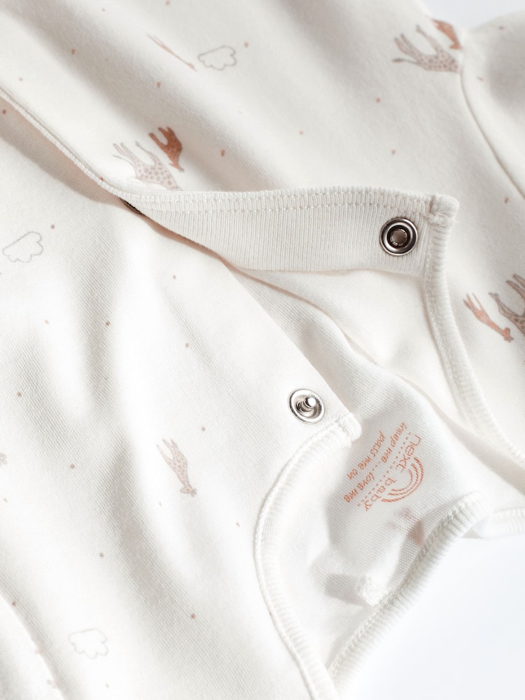 Delicate White Animal 4 Pack Baby Printed Long Sleeve Sleepsuits (0-2yrs) - Image 10 of 13
