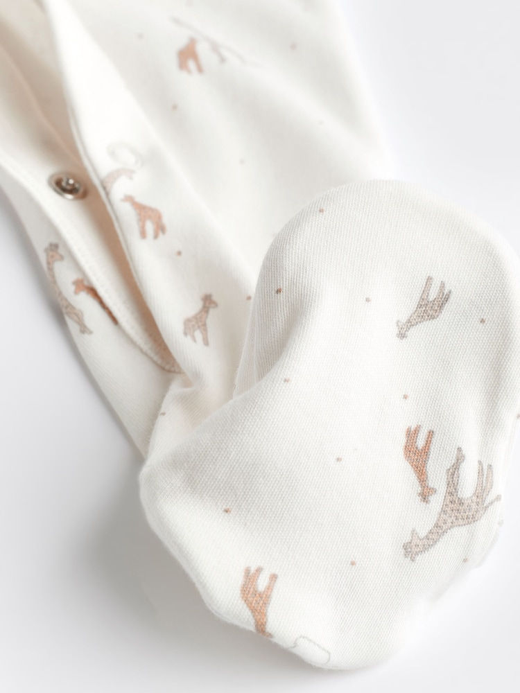 Delicate White Animal 4 Pack Baby Printed Long Sleeve Sleepsuits (0-2yrs) - Image 12 of 13