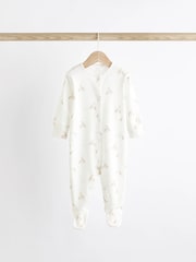 Delicate White Animal 4 Pack Baby Printed Long Sleeve Sleepsuits (0-2yrs) - Image 2 of 13