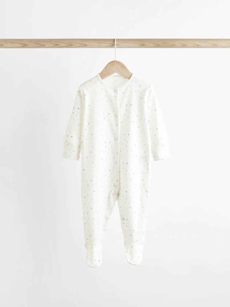 Delicate White Animal 4 Pack Baby Printed Long Sleeve Sleepsuits (0-2yrs) - Image 4 of 13