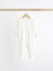 Delicate White Animal 4 Pack Baby Printed Long Sleeve Sleepsuits (0-2yrs) - Image 5 of 13