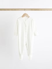 Delicate White Animal 4 Pack Baby Printed Long Sleeve Sleepsuits (0-2yrs) - Image 6 of 13