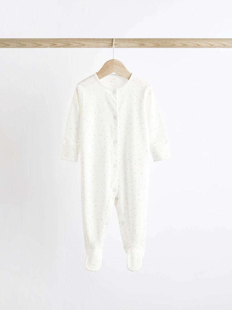 Delicate White Animal 4 Pack Baby Printed Long Sleeve Sleepsuits (0-2yrs) - Image 6 of 13