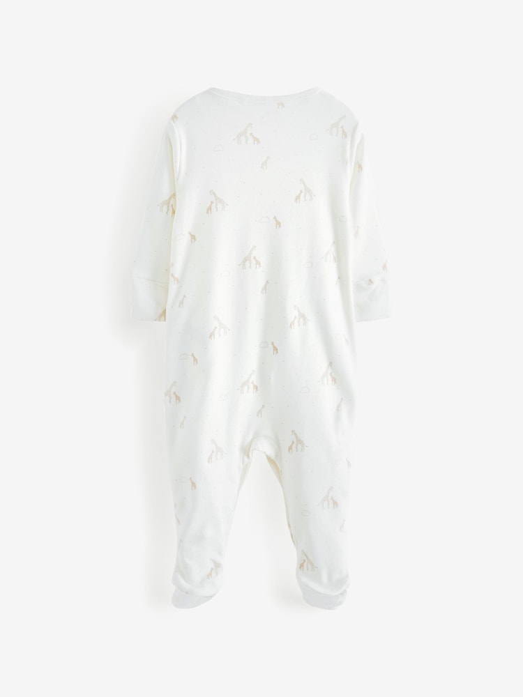 Delicate White Animal 4 Pack Baby Printed Long Sleeve Sleepsuits (0-2yrs) - Image 7 of 13