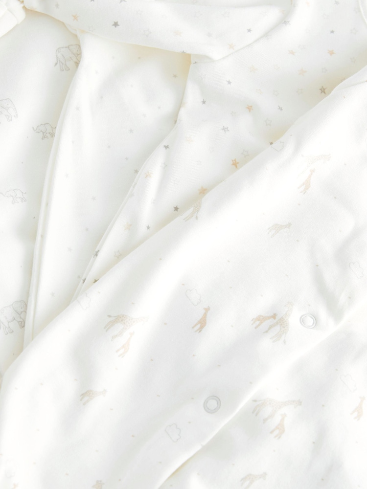 Delicate White Animal 4 Pack Baby Printed Long Sleeve Sleepsuits (0-2yrs) - Image 8 of 13