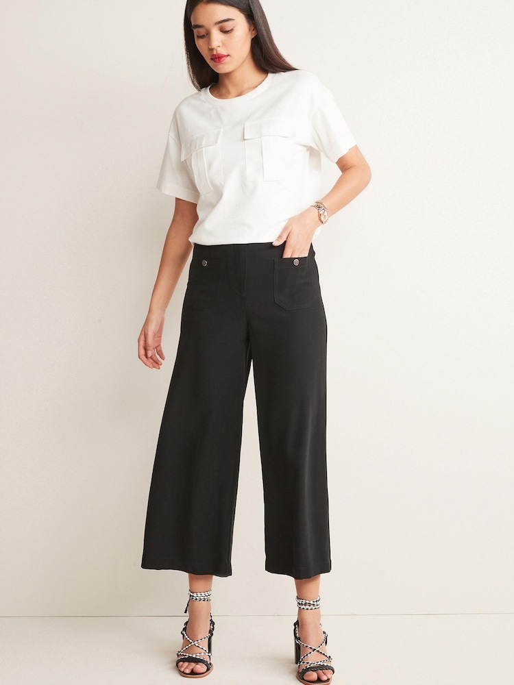 Black High Waisted Smart Culottes - Image 1 of 5
