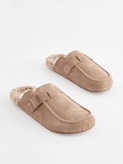 Brown Suede Clog Mule Slippers - Image 3 of 7