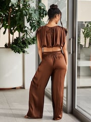 Rochelle Brown Satin Top - Image 2 of 4