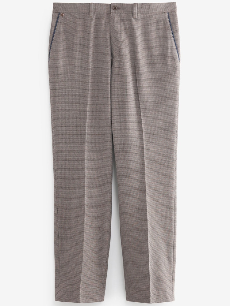 Taupe Brown Fashion Pleat Check Heritage Trousers - Image 1 of 3
