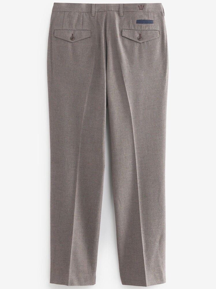 Taupe Brown Fashion Pleat Check Heritage Trousers - Image 2 of 3