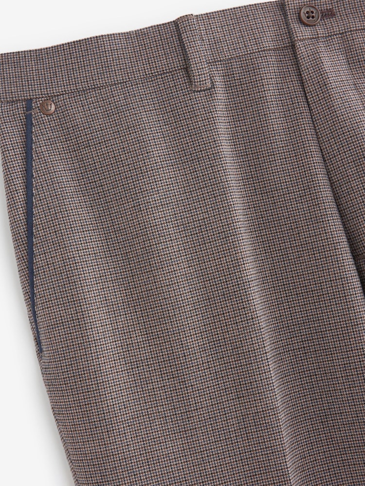 Taupe Brown Fashion Pleat Check Heritage Trousers - Image 3 of 3