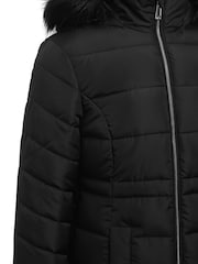 Kylie Black Teen Faux Fur Hood Puffer Jacket - Image 3 of 6