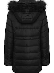 Kylie Black Teen Faux Fur Hood Puffer Jacket - Image 5 of 6