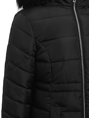 Kylie Black Teen Faux Fur Hood Puffer Jacket - Image 6 of 6