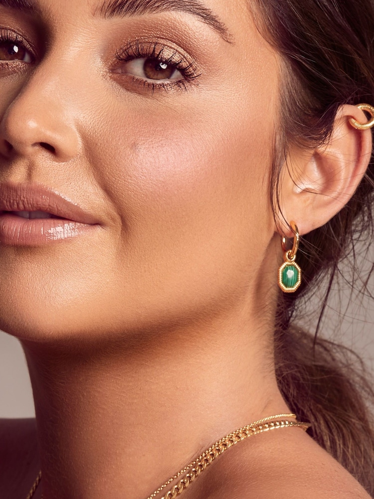 Hot Diamonds X Jac Jossa Gold Tone Revive Malachite Earrings - Image 3 of 3
