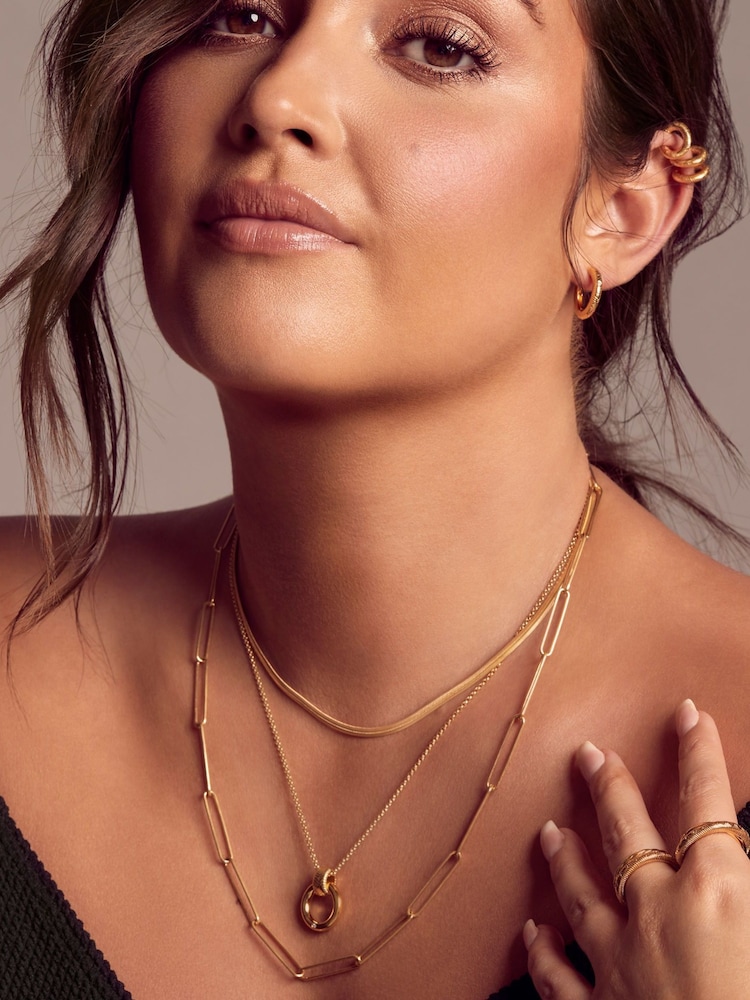 Hot Diamonds Gold Tone Embrace Oval Snake 40-45cm Chain Necklace - Image 3 of 3