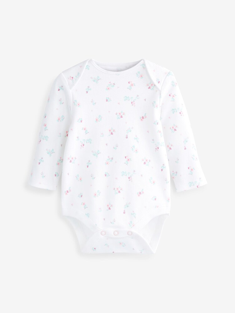 Różowy/biały z króliczkiem - 4 Pack Baby Long Sleeve Bodysuits - Image 6 of 13