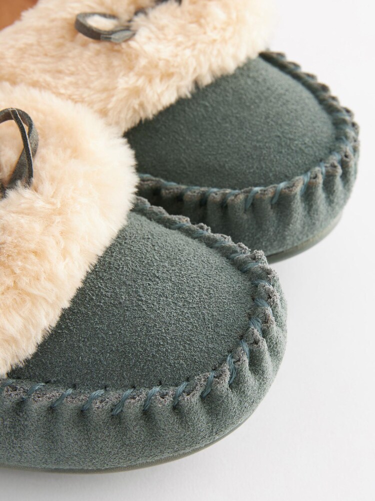 Green Suede Moccasin Slippers - Image 6 of 6