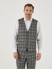 Skopes Grey Tatton Check Tailored Fit Suit Waistcoat - Image 1 of 4