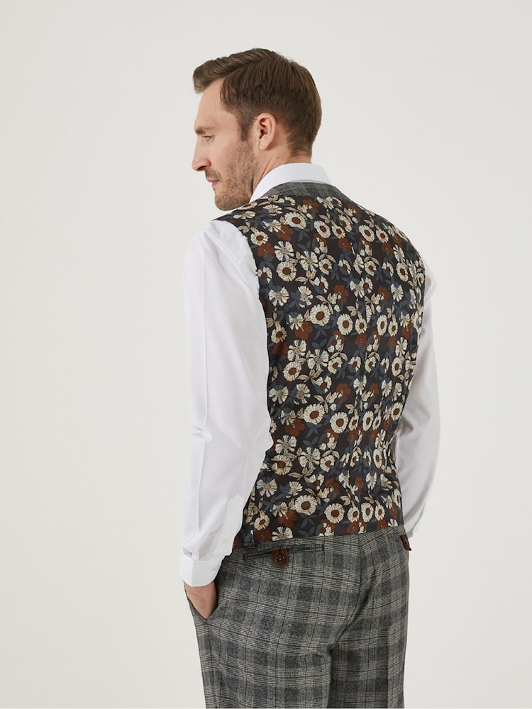 Skopes Grey Tatton Check Tailored Fit Suit Waistcoat - Image 2 of 4