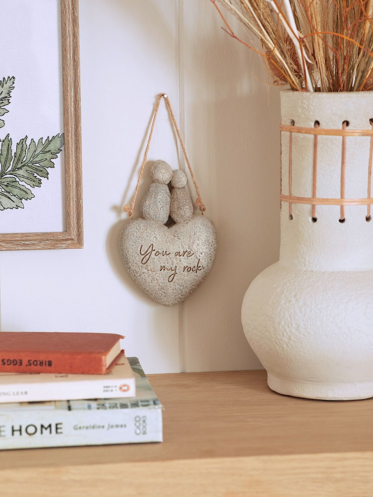Grey Stone Effect Love Heart Hanging Decoration - Image 1 of 3