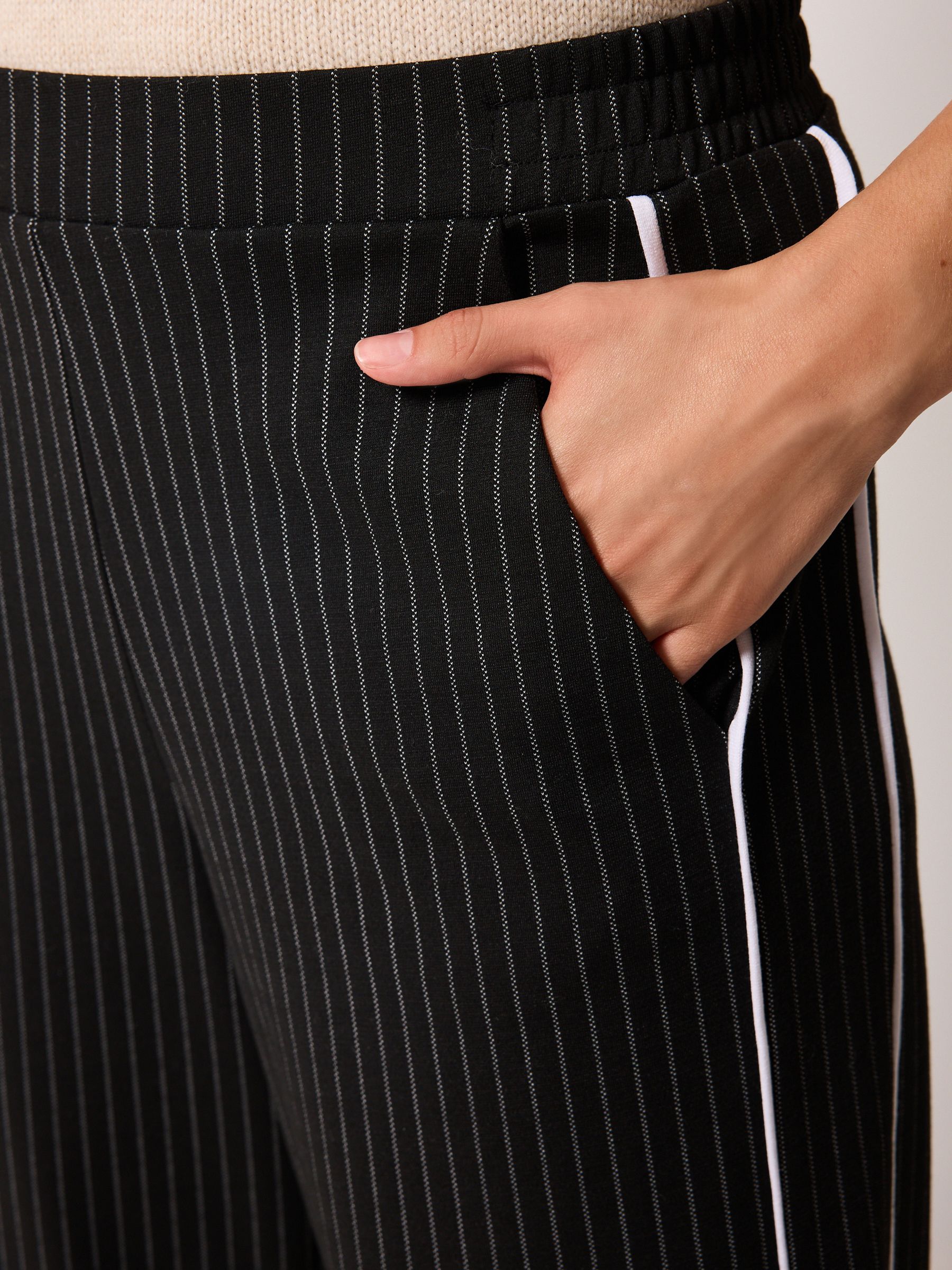 選ぶなら Leg Wide Jersey Pinstripe Black Buy Side Trousers Stripe その他