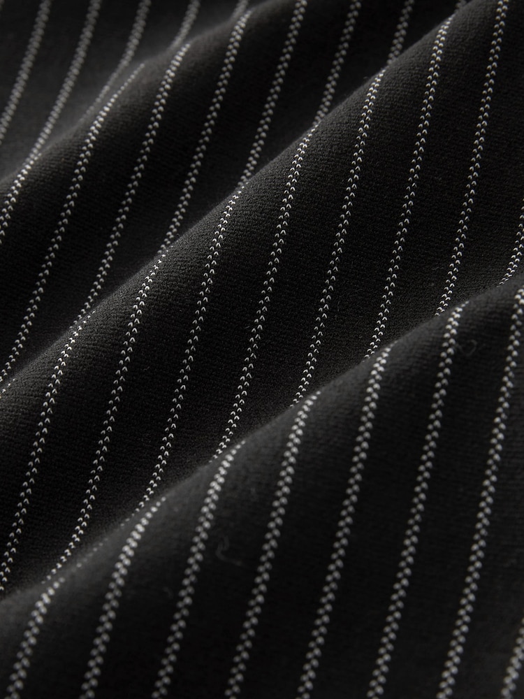 Black Pinstripe Jersey Wide Leg Side Stripe Trousers - Image 5 of 5