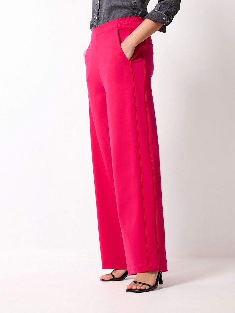 Pink Jersey Wide Leg Side Stripe Trousers - Image 2 of 6