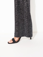 Black Sequin Wide Leg Trousers - Image 4 of 6