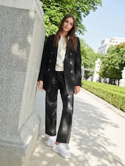 Black PU Wide Leg Trousers - Image 1 of 6