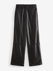Black PU Wide Leg Trousers - Image 5 of 6