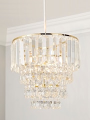 BHS Satin Brass Paladina Crystal Easy Fit Shade Ceiling Light - Image 2 of 4