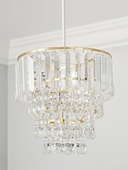 BHS Satin Brass Paladina Crystal Easy Fit Shade Ceiling Light - Image 3 of 4