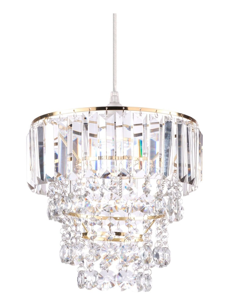 BHS Satin Brass Paladina Crystal Easy Fit Shade Ceiling Light - Image 4 of 4