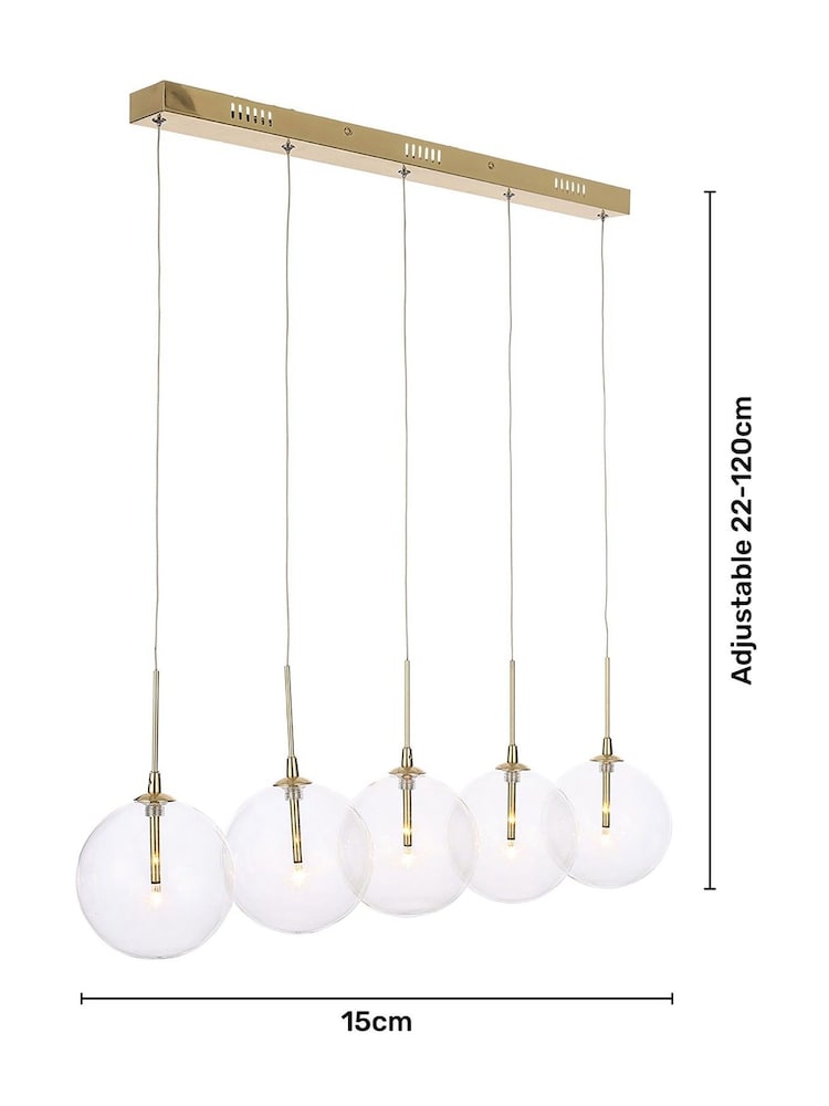 BHS Gold Byron Bar 5 Ceiling Light Pendant - Image 5 of 5