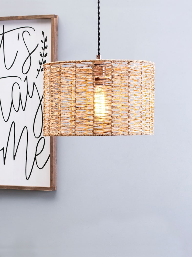 BHS Natural Rattan Cylinder Shade - Image 1 of 5