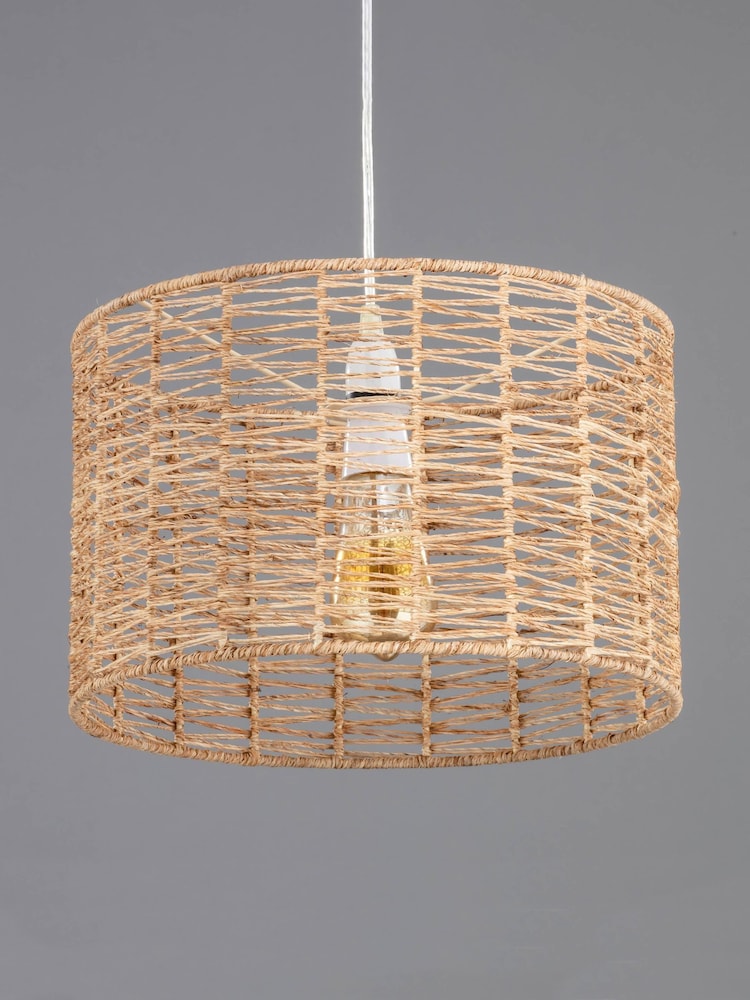 BHS Natural Rattan Cylinder Shade - Image 2 of 5