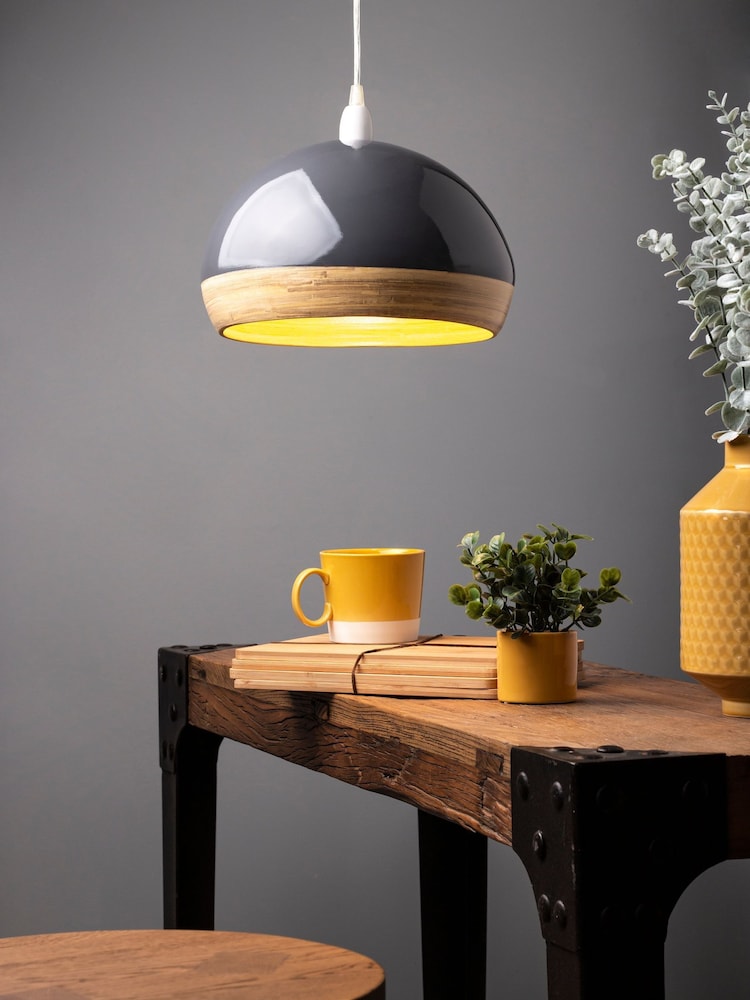 BHS Grey Bamboo Dome Shade - Image 1 of 5