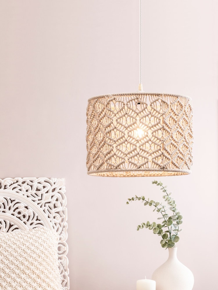 BHS Cream Small Macramé 100% Cotton Shade - Image 1 of 4