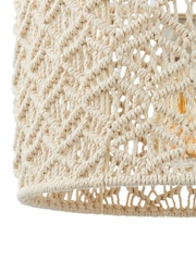 BHS Cream Small Macramé 100% Cotton Shade Ceiling Light - Image 5 of 5