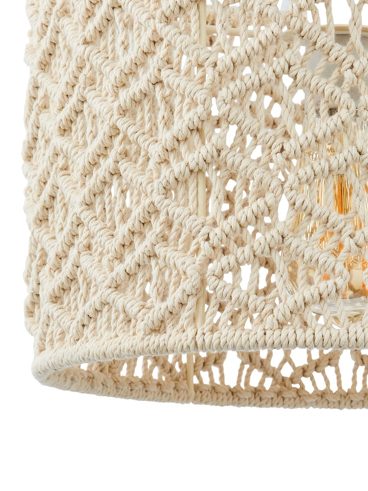 BHS Cream Small Macramé 100% Cotton Shade Ceiling Light - Image 5 of 5 BHS Cream Small Macramé 100% Cotton Shade Ceiling Light - Image 5 of 5